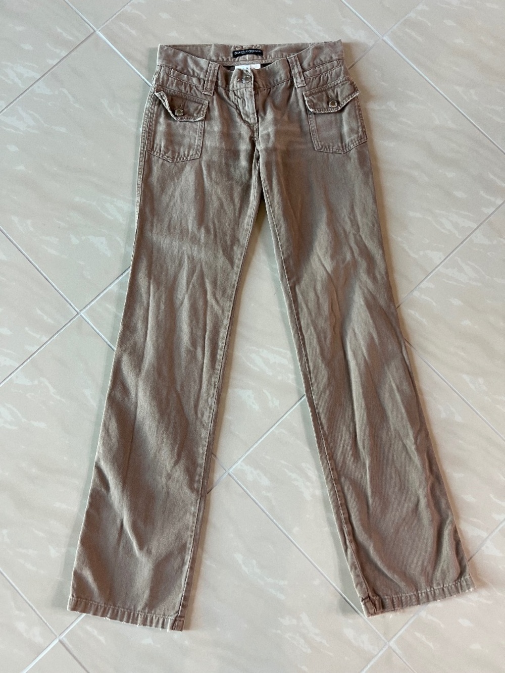 #2925 VTG Dolce & Gabbana Y2K Low Rise Corduroy Pants Utility Cargo Flared US 2